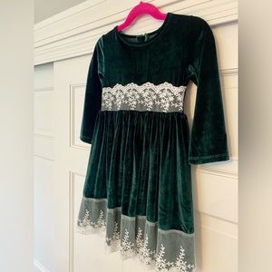 Green Velvet and Lace Holiday Dress